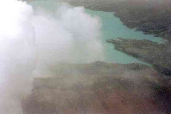 Steam comming from the Poaz Volcano crater